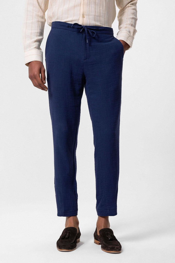 Pantaloni con coulisse vestibilità regolare blu navy blu navy da uomo - Wessi
