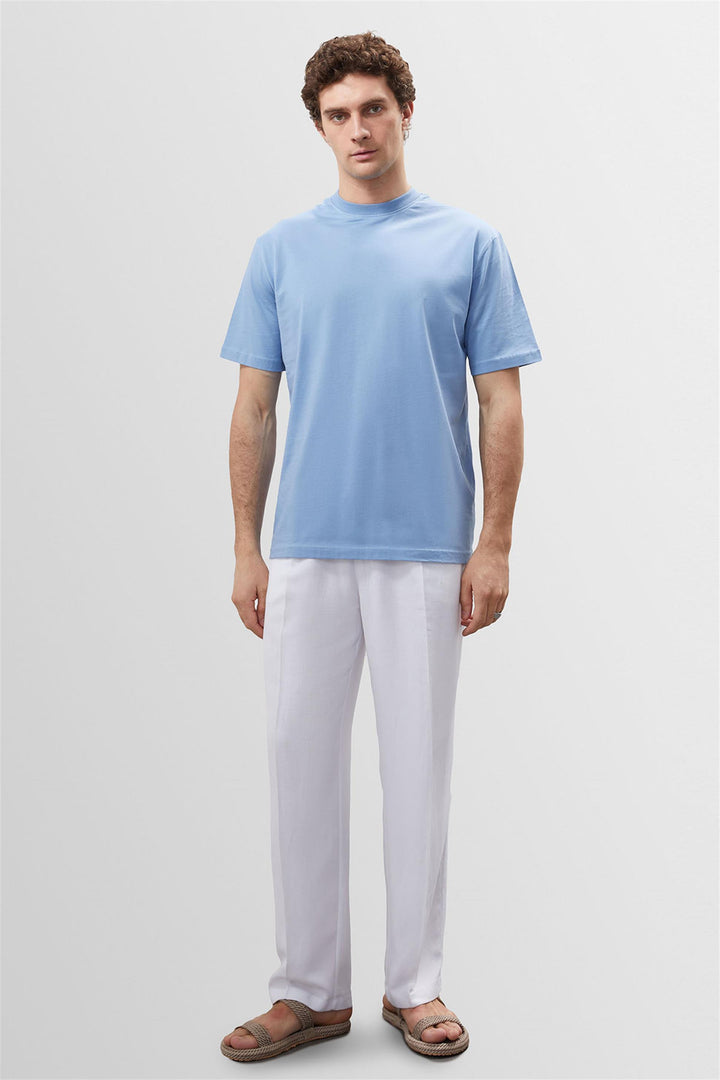 Camiseta básica de hombre azul claro con cuello redondo - Wessi