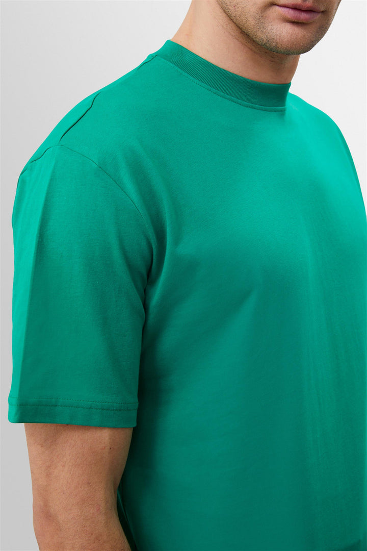 Camiseta básica de hombre con cuello redondo verde hierba - Wessi