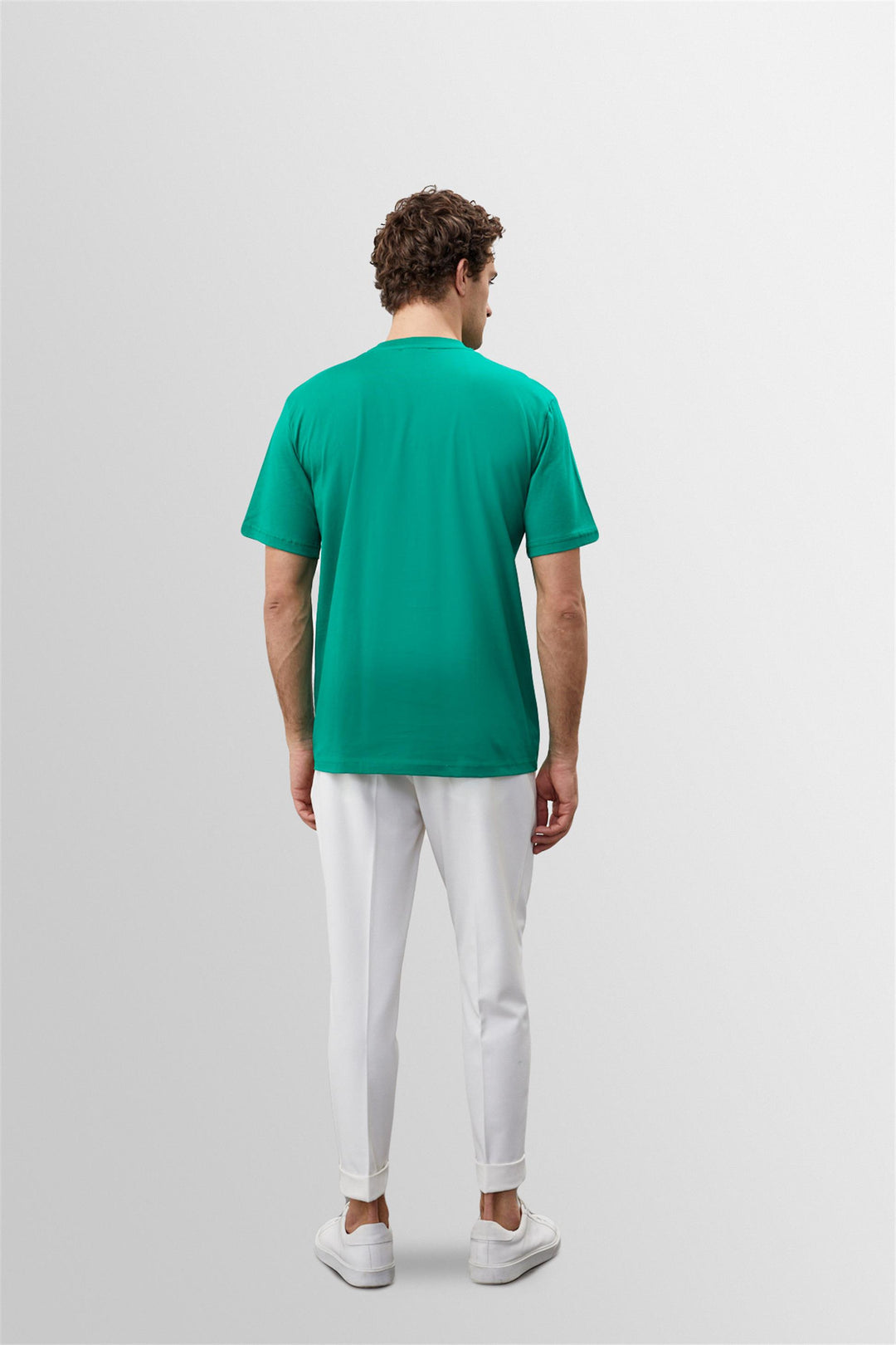 Camiseta básica de hombre con cuello redondo verde hierba - Wessi