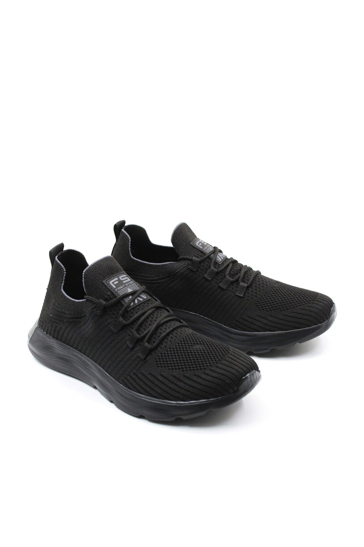 Sneakers da uomo in maglia completamente nera con suola flessibile - Wessi