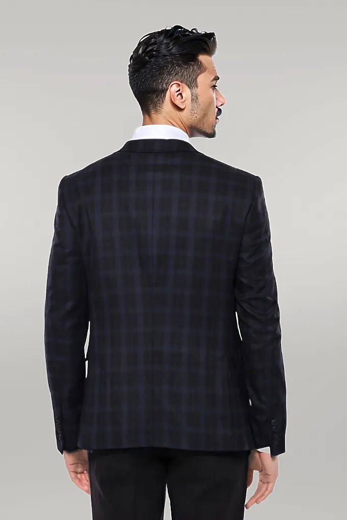 Traje de 3 piezas de invierno para hombre a cuadros negro - Wessi