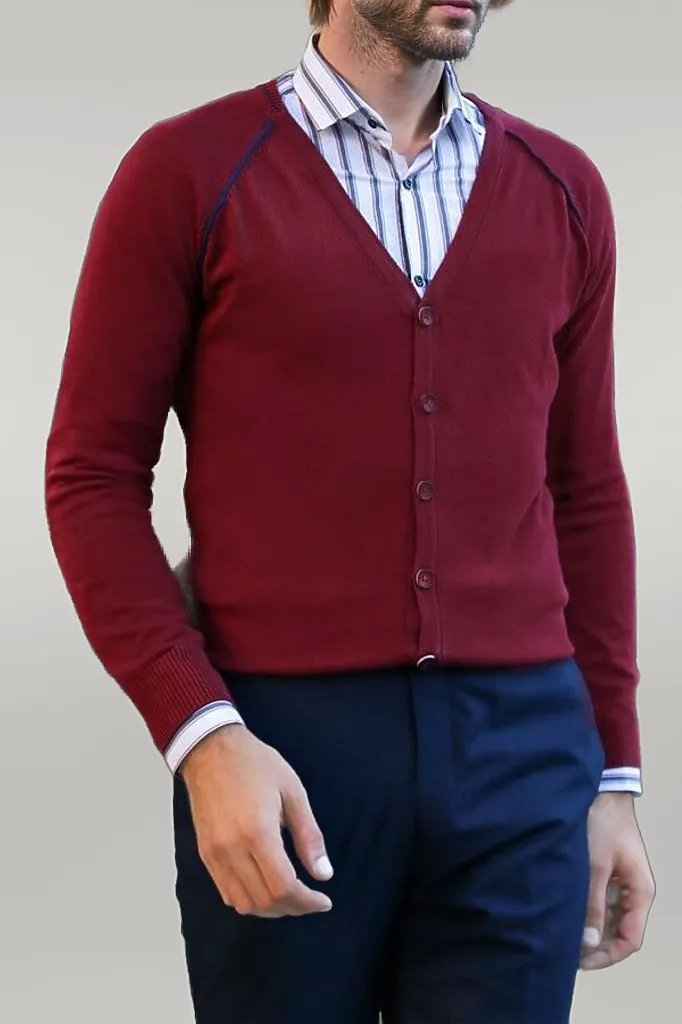 Tricots en coton bordeaux pour hommes - Wessi