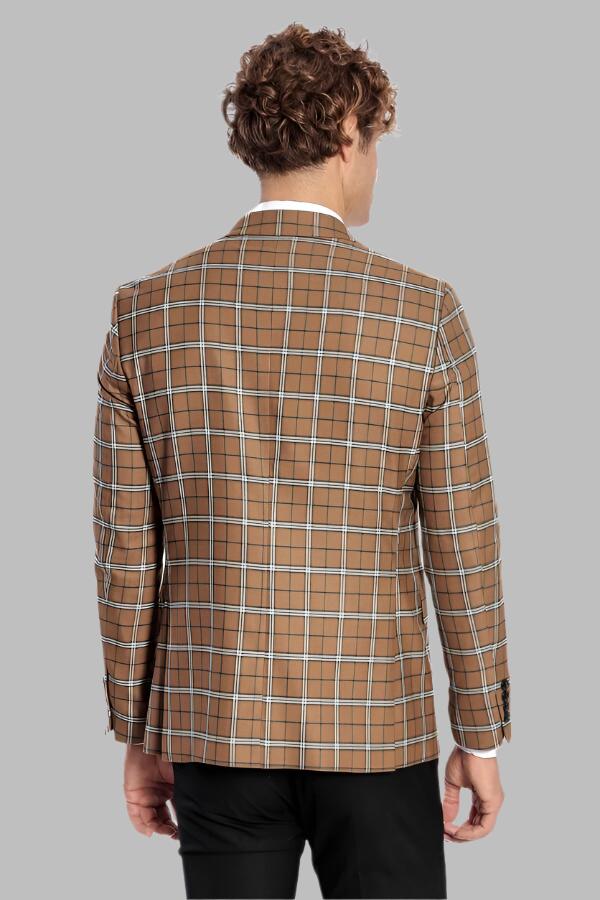 Blazer de cuadros marrones para hombre - Wessi
