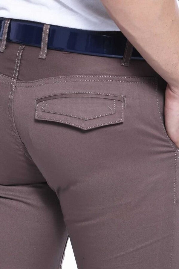 Pantaloni da uomo in tinta unita in cotone con tasche con patta - Wessi