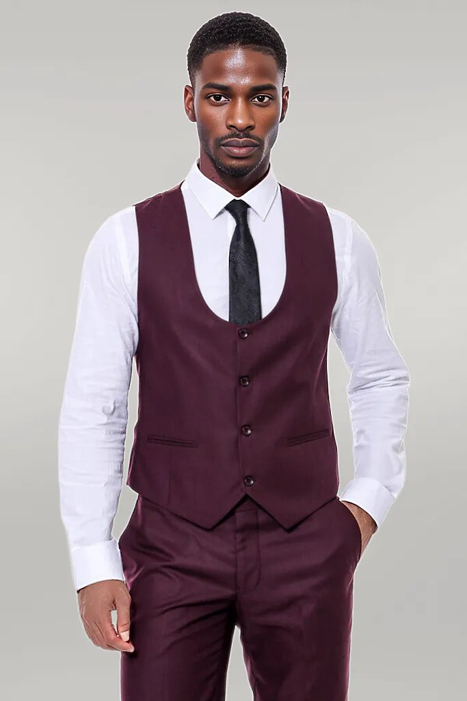 Costume Homme Bordeaux Uni Slim Fit - Wessi
