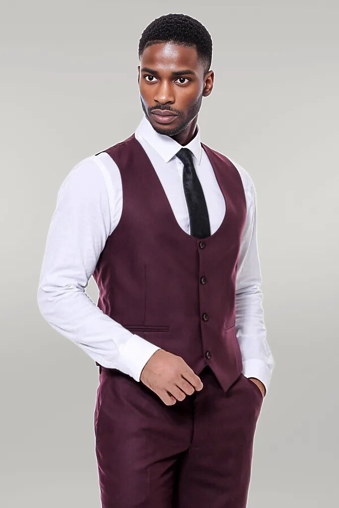 Costume Homme Bordeaux Uni Slim Fit - Wessi