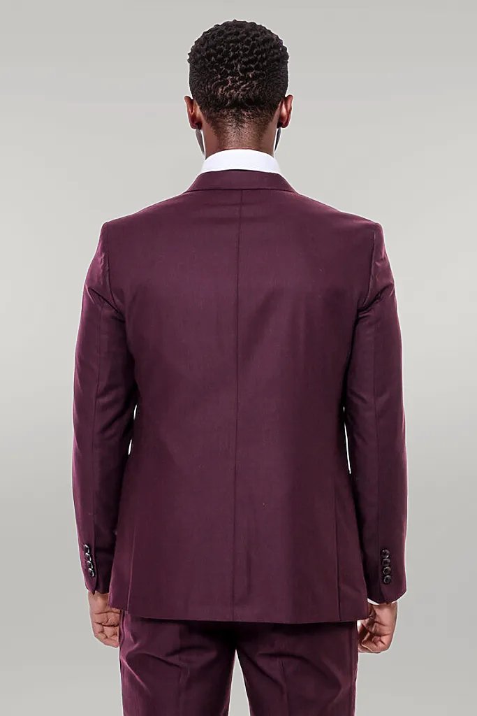Costume Homme Bordeaux Uni Slim Fit - Wessi