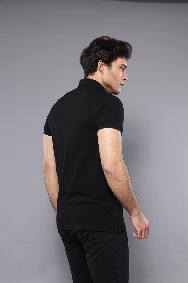 Camiseta negra lisa de polo | wess