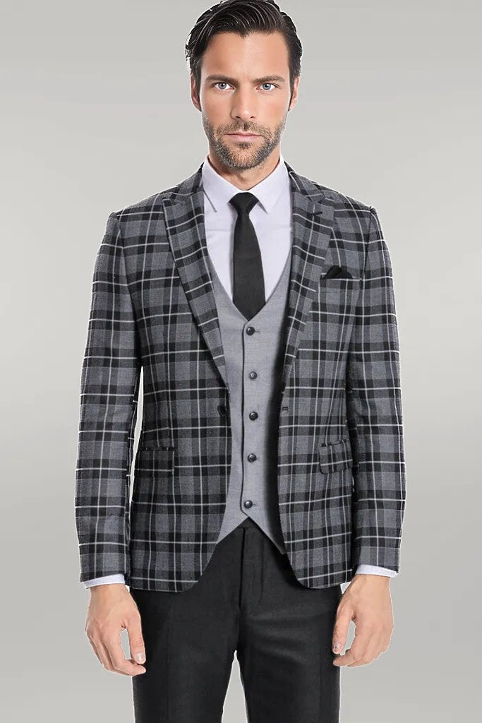 Costume homme noir à carreaux coupe slim - Wessi