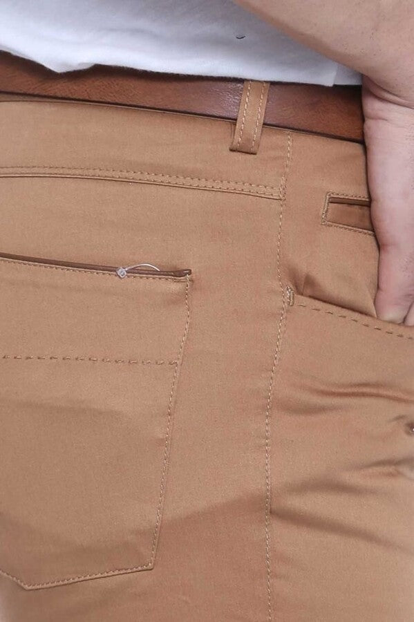 Pantaloni da uomo in cotone marrone slim fit - Wessi