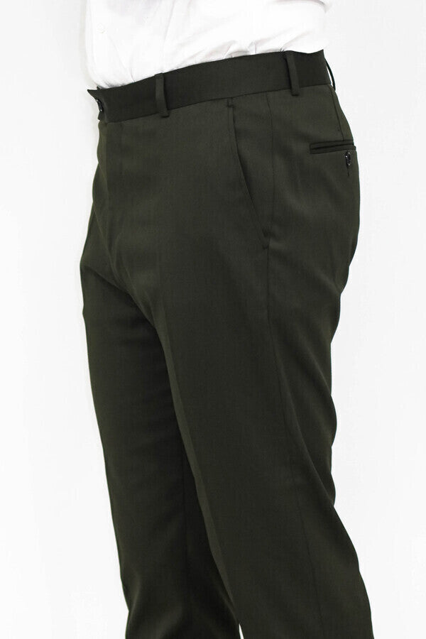 Pantalon Slim Fit uni vert pour homme - Wessi